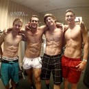 Four Straight Muscled College Jocks In Jerkoff Competition