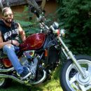 Sexy Ripped Motorbiker Zack Flexes His Muscles & Strokes His Big Cock In The Garden