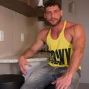 Ripped Masculine Brazilian Stud Tiago Strokes His Big Stiff Dick