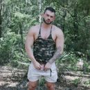 Manly Muscular Stud Slayer Plays With a Big Dildo & Strokes His Cock